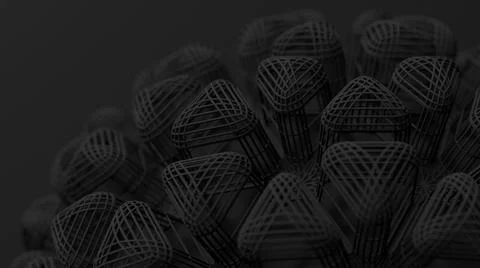Black mesh array, close-up. Black background. 3d render. Stock Illustration