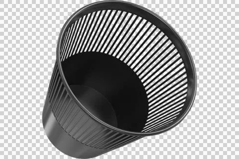 Black mesh waste bin with slatted design Stock Illustration