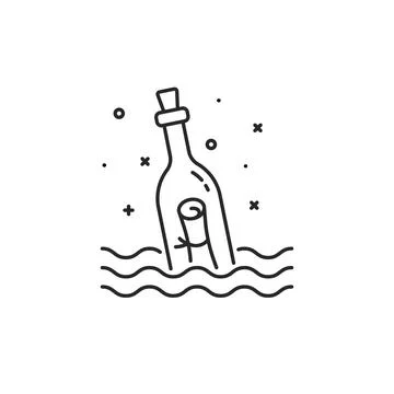 Black message bottle thin line icon Stock Illustration