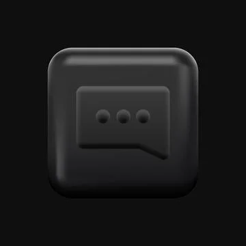 Black Message Icon. Isolated 3D Texting Button Illustrazione stock