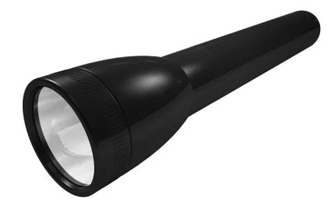 Black metal flashlight Stock Illustration