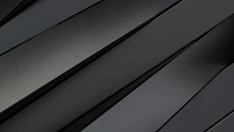 Black metal panels of rectangular shape. Random chaotic position. Abstract co 写真素材