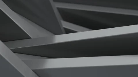 Black metal panels of rectangular shape. Random chaotic position. Abstract co Foto stock