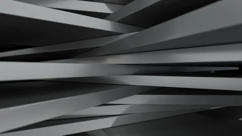 Black metal panels of rectangular shape. Random chaotic position. Abstract co Foto stock