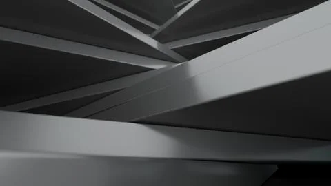 Black metal panels of rectangular shape. Random chaotic position. Abstract co Stock Photos