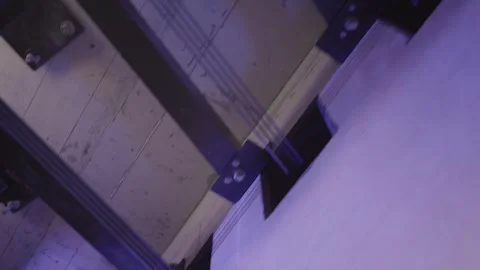 Black Metal Structures and Gray Cables on Gray Concrete Wall and Ceiling. Stock Footage 302760562