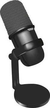 Black metal studio microphone, vector, isolated on white background Stock Illustration