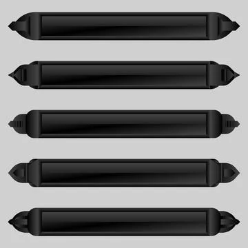 Black metallic gaming interface lower third banner bar title buttons Stock Illustration