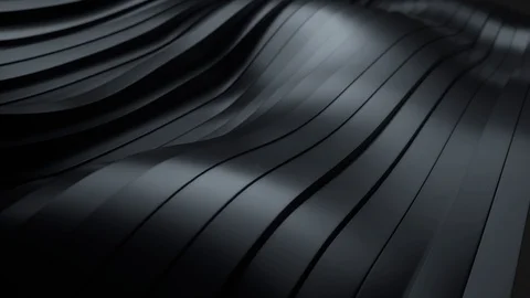 Black, metallic, geometric lines waving Stock Footage