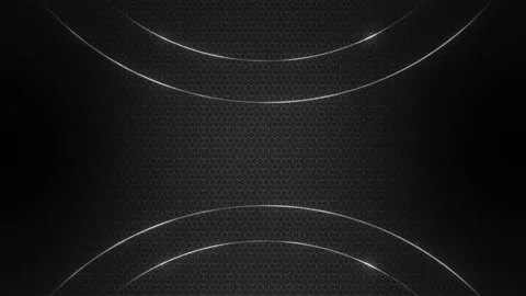 Black metallic hexagon tech visual smooth silver curves, soft glow, dark premium Stock Footage 340526808