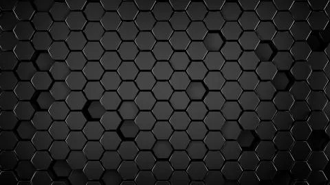 Black metallic Hexagonal abstract 3d background, black wall with hexagonal 스톡 일러스트
