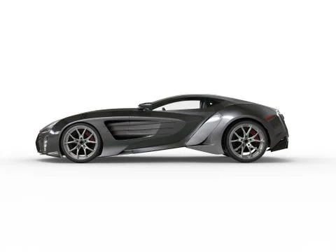 Black metallic supercar - side view Stock Illustration