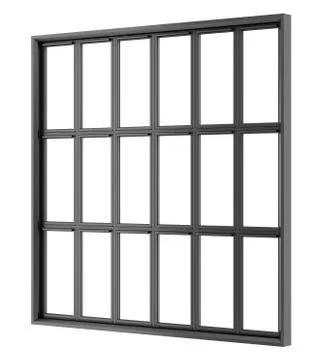 Black metallic window isolated on white background Stock Illustration