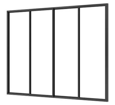 Black metallic window isolated on white background. 3d illustration Stock Illustration