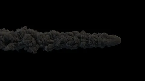 Black meteor or asteroid high detailed trail smoke, with alpha mask Stock Footage 85933734