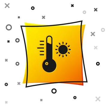 Black Meteorology thermometer measuring icon isolated on white background Illustrazione stock