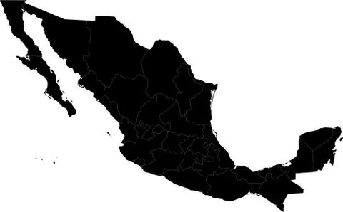 Black mexico map Stock Illustration