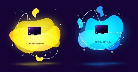 Black Micro SD memory card icon isolated on black background. Abstract banner Illustrazione stock