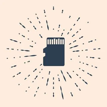 Black Micro SD memory card icon isolated on beige background. Abstract circle 스톡 일러스트