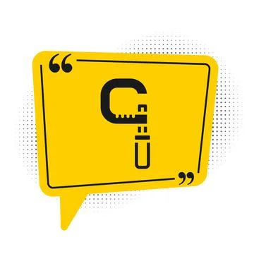 Black Micrometer icon isolated on white background. Measuring engineer tool Stock Illustration