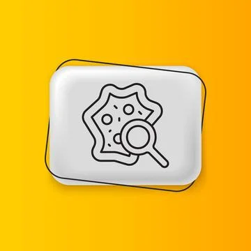 Black Microorganisms under magnifier icon isolated on yellow background. Ba.. Illustrazione stock