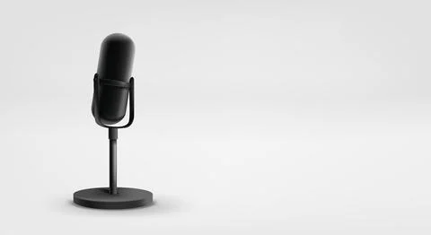 Black microphone. 3d vector banner with copy space Stock Illustration