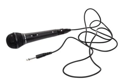 Black microphone with cable Stock Photos