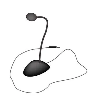 Black Microphone for Computers on White Background Illustrazione stock