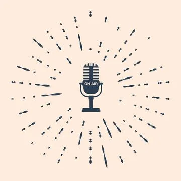 Black Microphone icon isolated on beige background. On air radio mic microphone Illustrazione stock