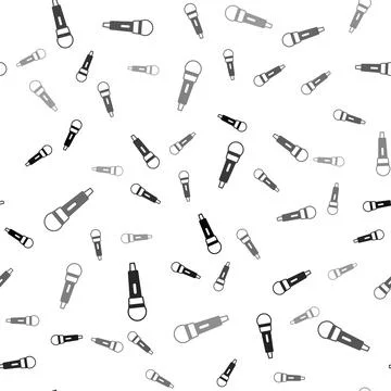 Black Microphone icon isolated seamless pattern on white background. On air.. Stock Illustration