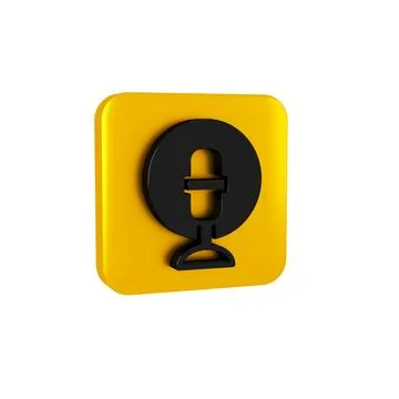Black Microphone icon isolated on transparent background. On air radio mic Stock Illustration