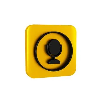 Black Microphone icon isolated on transparent background. On air radio mic .. Illustrazione stock