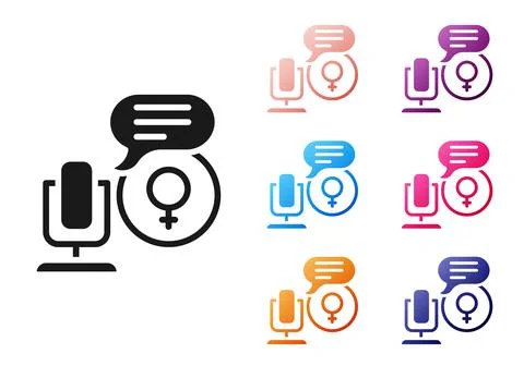 Black Microphone icon isolated on white background. On air radio mic microphone 스톡 일러스트
