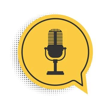 Black Microphone icon isolated on white background. On air radio mic microphone 스톡 일러스트