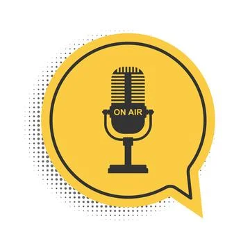 Black Microphone icon isolated on white background. On air radio mic microphone Illustrazione stock