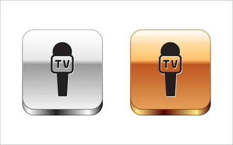 Black Microphone icon isolated on white background. On air radio mic microp.. Stock Illustration