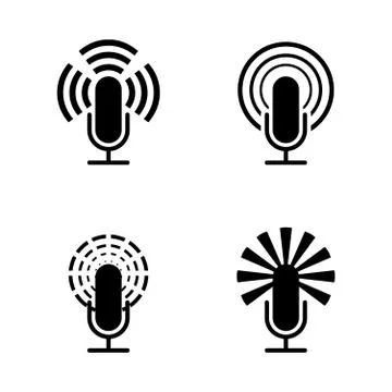 Black microphone set Stock Illustration