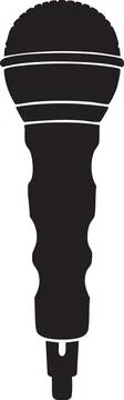 Black Microphone Silhouette Icon Stock Illustration