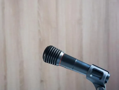 Black microphone on stand Stock Photos