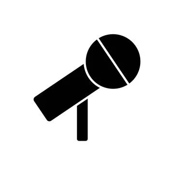 Black microphone vector on white background. Mic silhouette. Flat stye design Stock Illustration