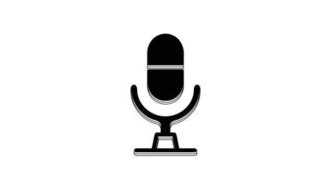 Black Microphone voice device icon isolated on white background. Microphone Stock Footage 233982534