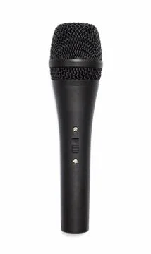 Black microphone on white background Stock Photos