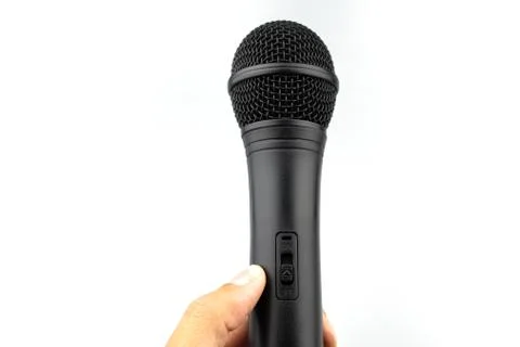 Black microphone on a white background Stock Photos