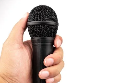 Black microphone on a white background Stock Photos