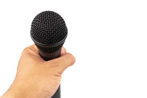 Black microphone on a white background Stock Photos