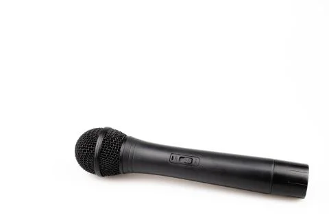 Black microphone on a white background Stock Photos