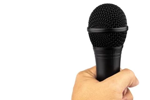 Black microphone on a white background Stock Photos