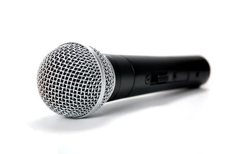 Black Microphone on White Background Stock Photos