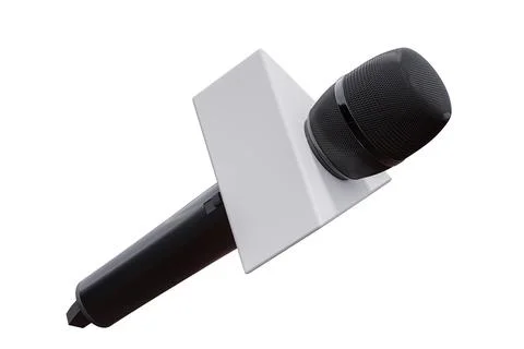 Black Microphone with white blank box. blank label microphone for template... イラスト素材