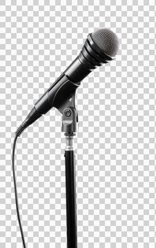 Black microphone with wire on a stand Stock-Fotos